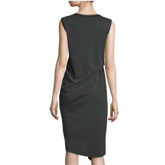 Elie Tahari Isolde Sleeveless Draped Dress in Camouflage Olive Green, Size XS - Picture 3 of 14